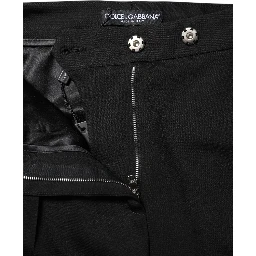 Black Wool High Waist Flared Pants