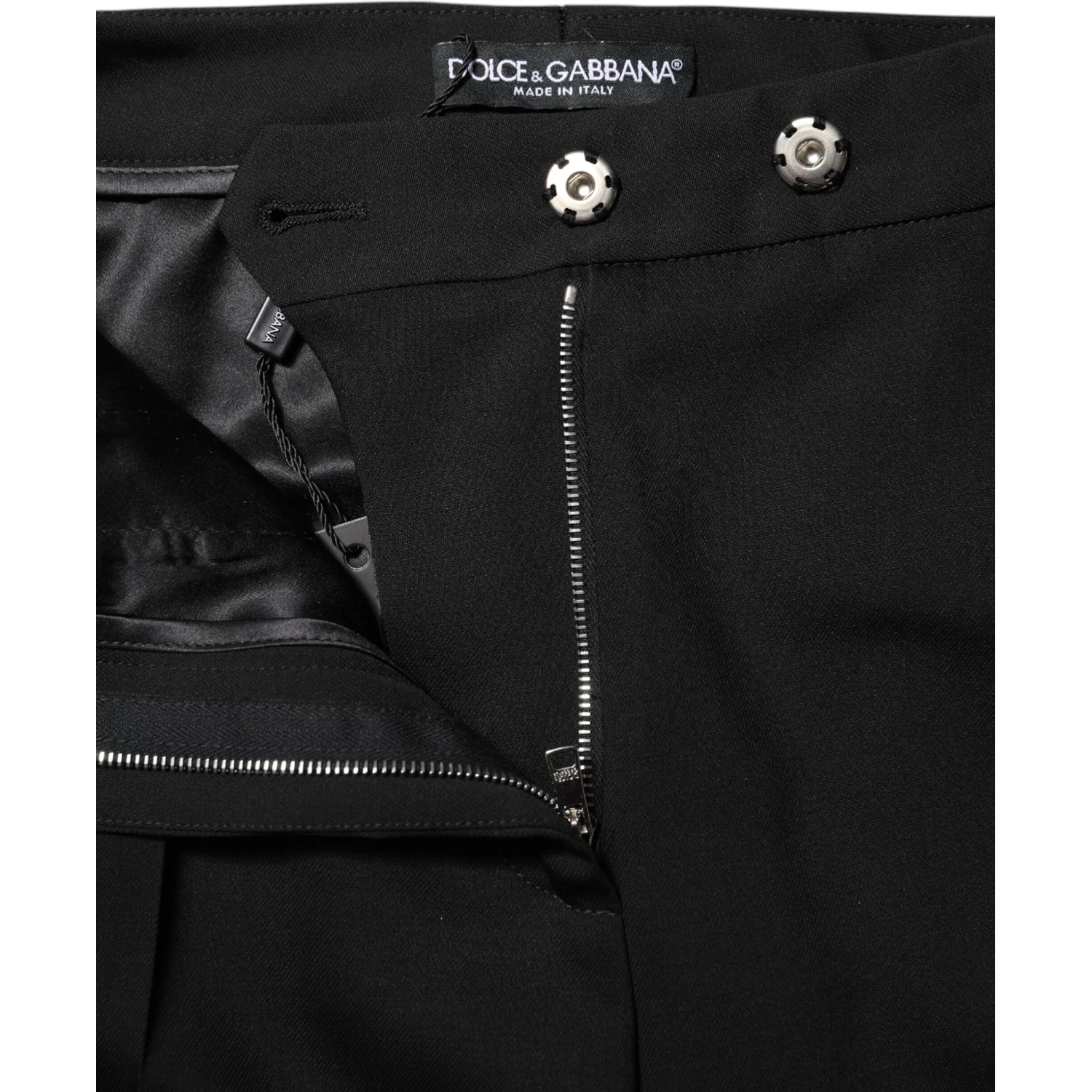Black Wool High Waist Flared Pants