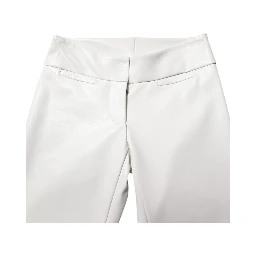 White Polyurethane High Waist Tapered Pants