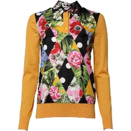 Multicolor Floral Long Sleeves Polo Top