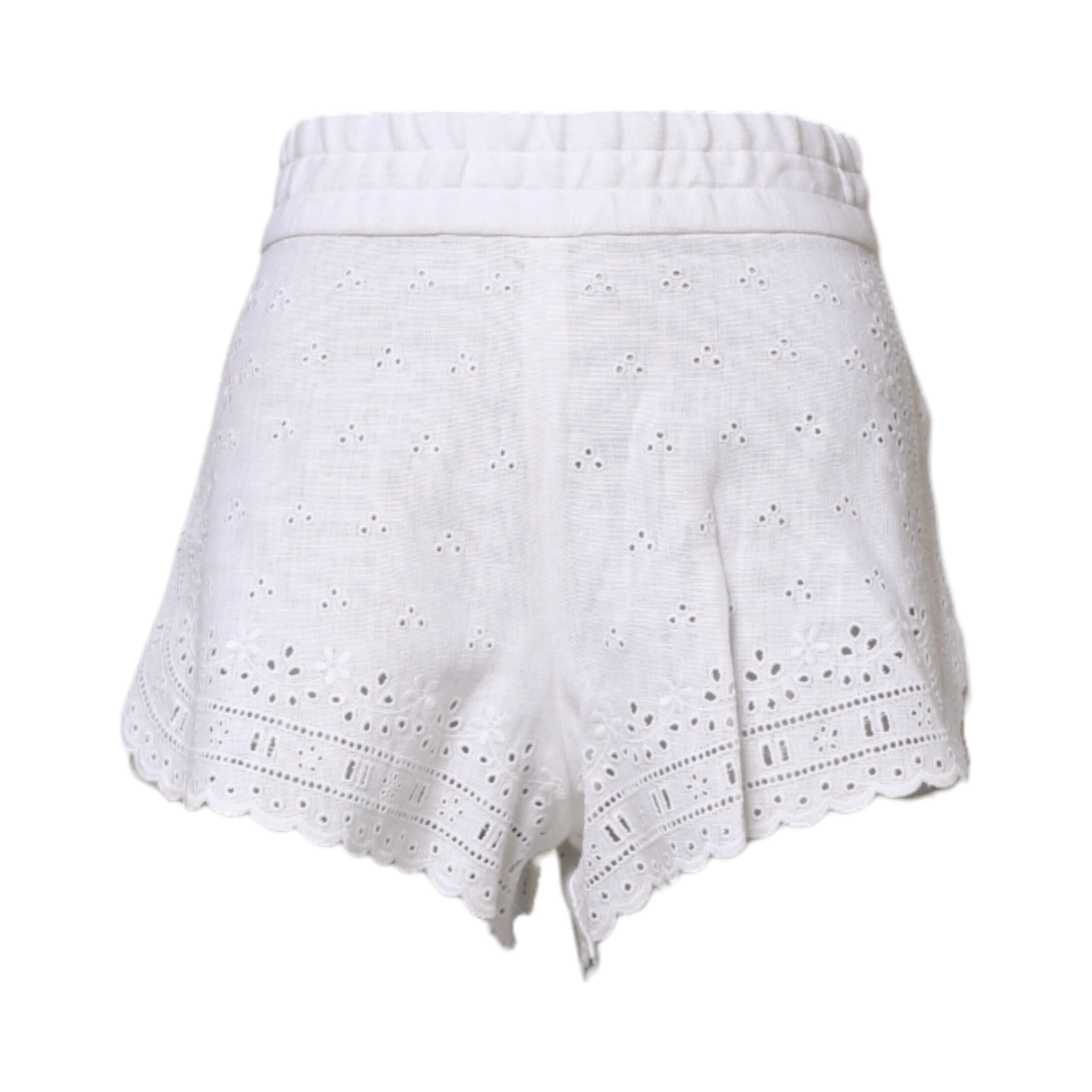 White Linen High Waisted Hot Pants Shorts