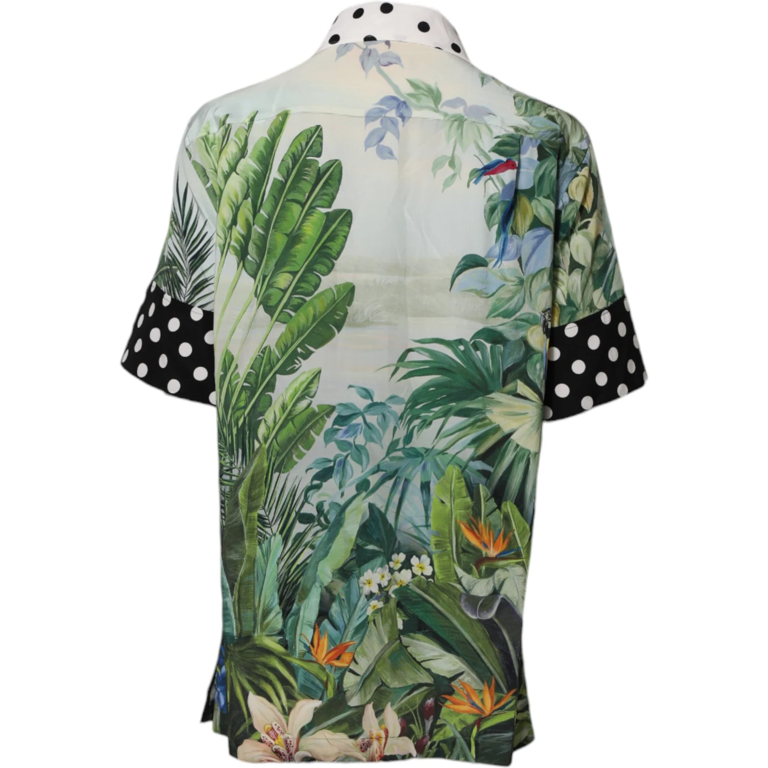 Multicolor Printed Silk Collared Shirt Top