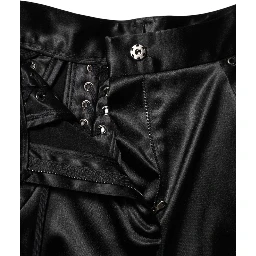 Black Lace Details High Waist Skinny Pants