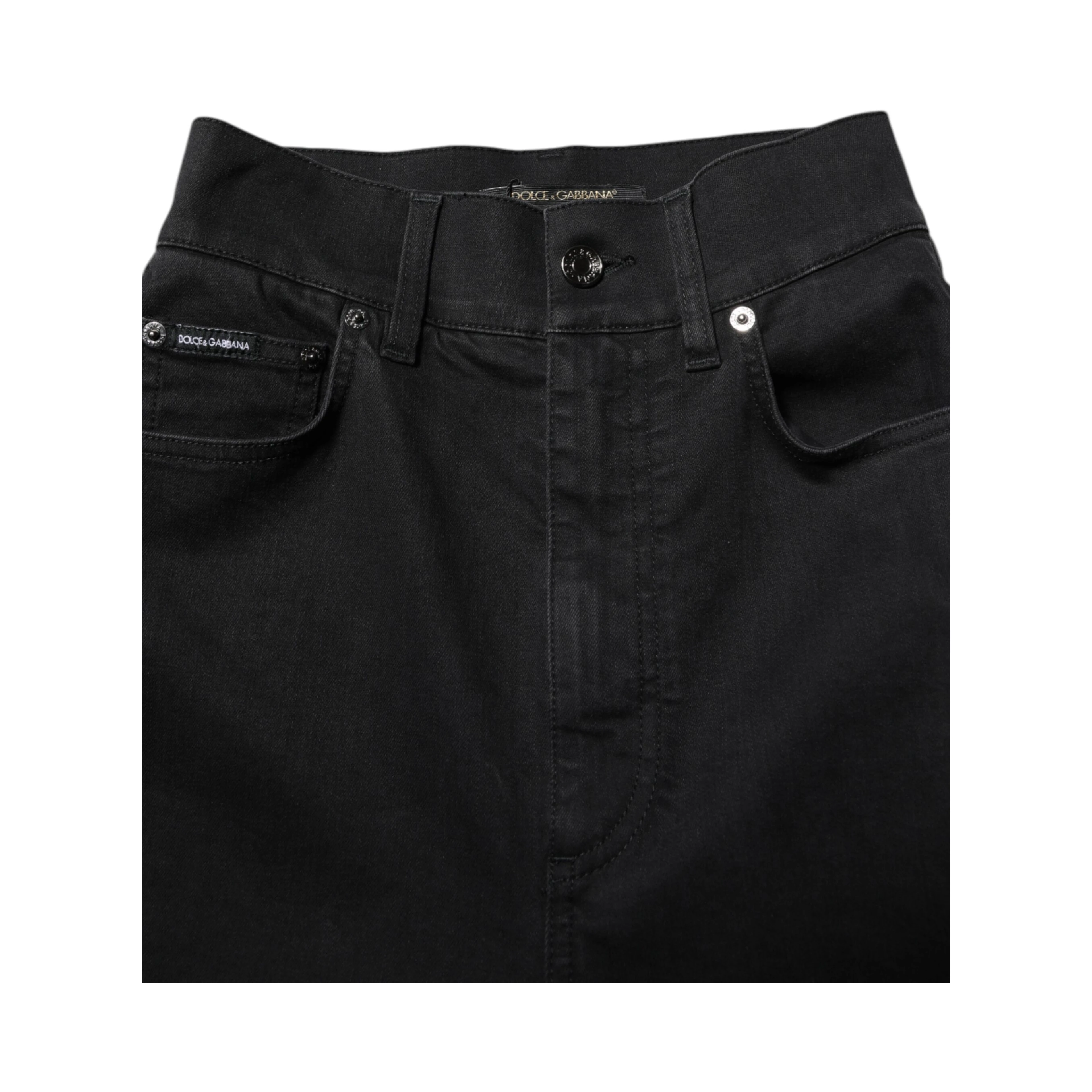 Black Cotton High Waist Skinny Denim Jeans