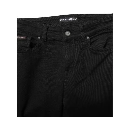 Black Cotton Logo Skinny Mid Waist Denim Jeans