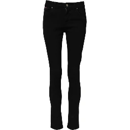 Black Cotton Skinny Mid Waist Denim Jeans