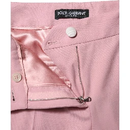 Pink Wool High Waist Tapered Pants