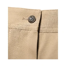 Beige Mid Waist Cargo Tapered Pants