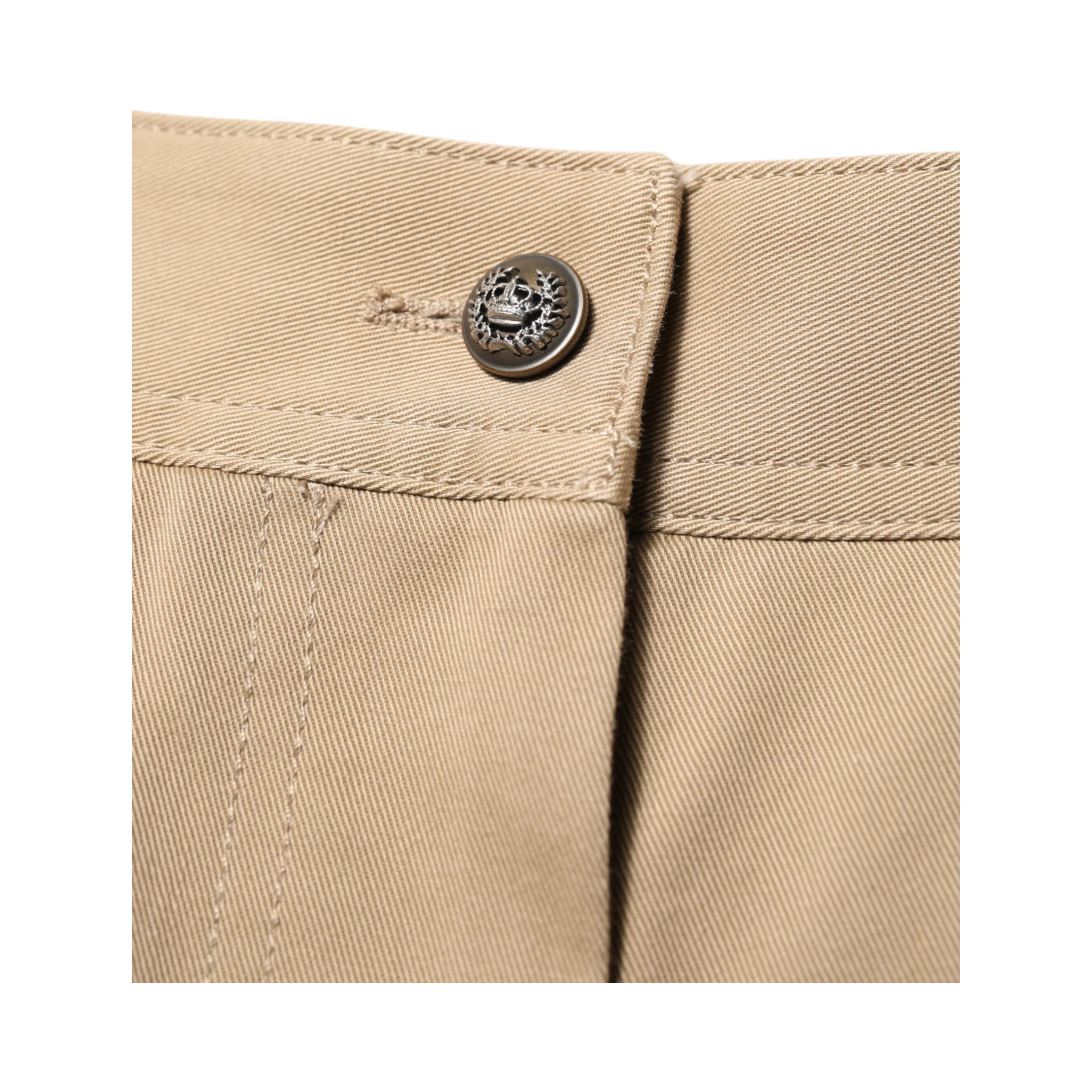 Beige Mid Waist Cargo Tapered Pants