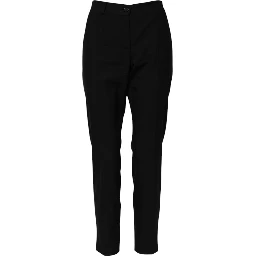 Black Wool High Waist Tapered Pants