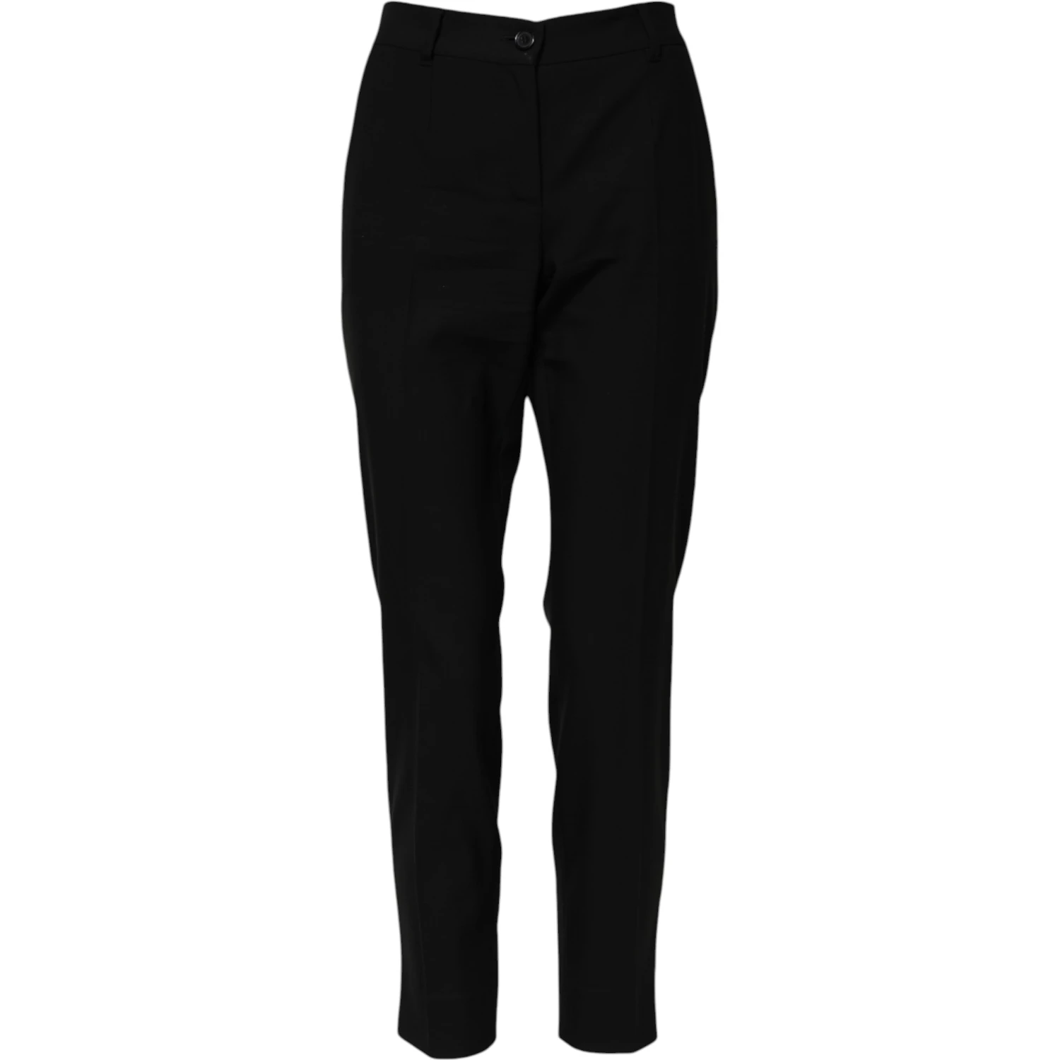 Black Wool High Waist Tapered Pants