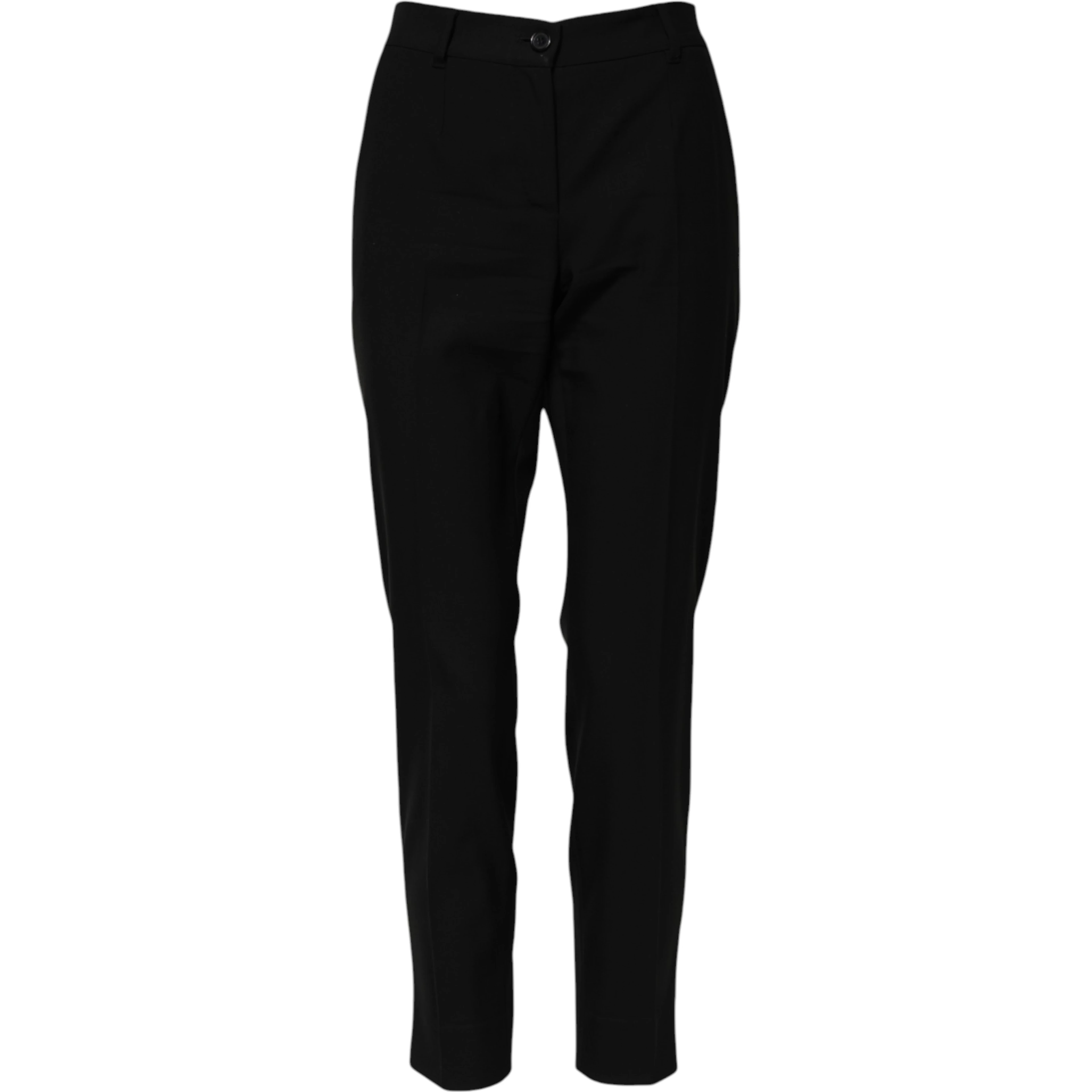 Black Wool High Waist Tapered Pants