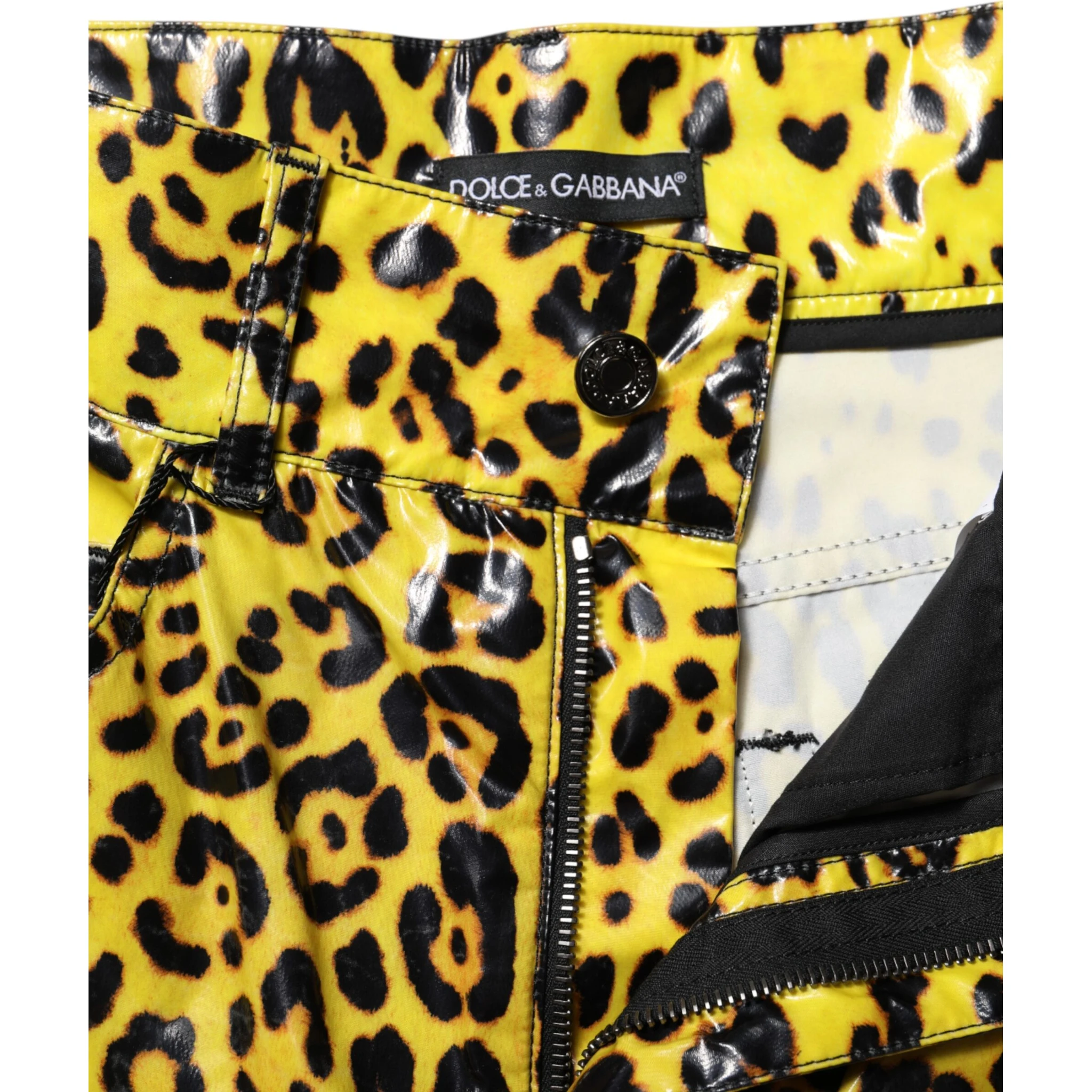 Yellow Leopard High Waist Slim Pants