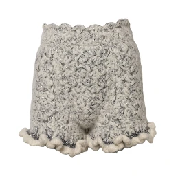 Metallic Bouclé Knit Cashmere Ruffled Shorts