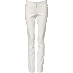 White Polyurethane High Waist Tapered Pants