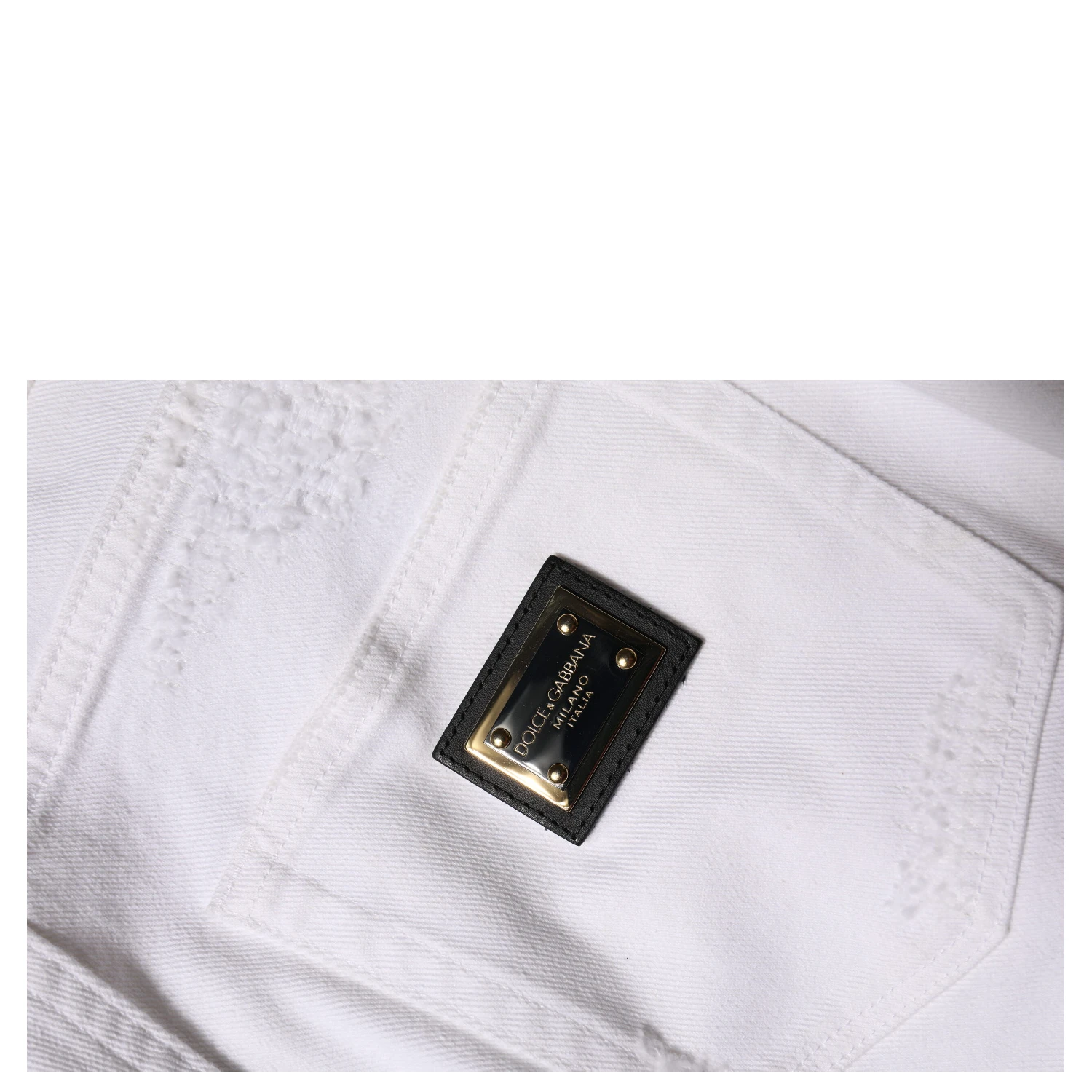 White Tattered Cotton High Waist Denim Jeans