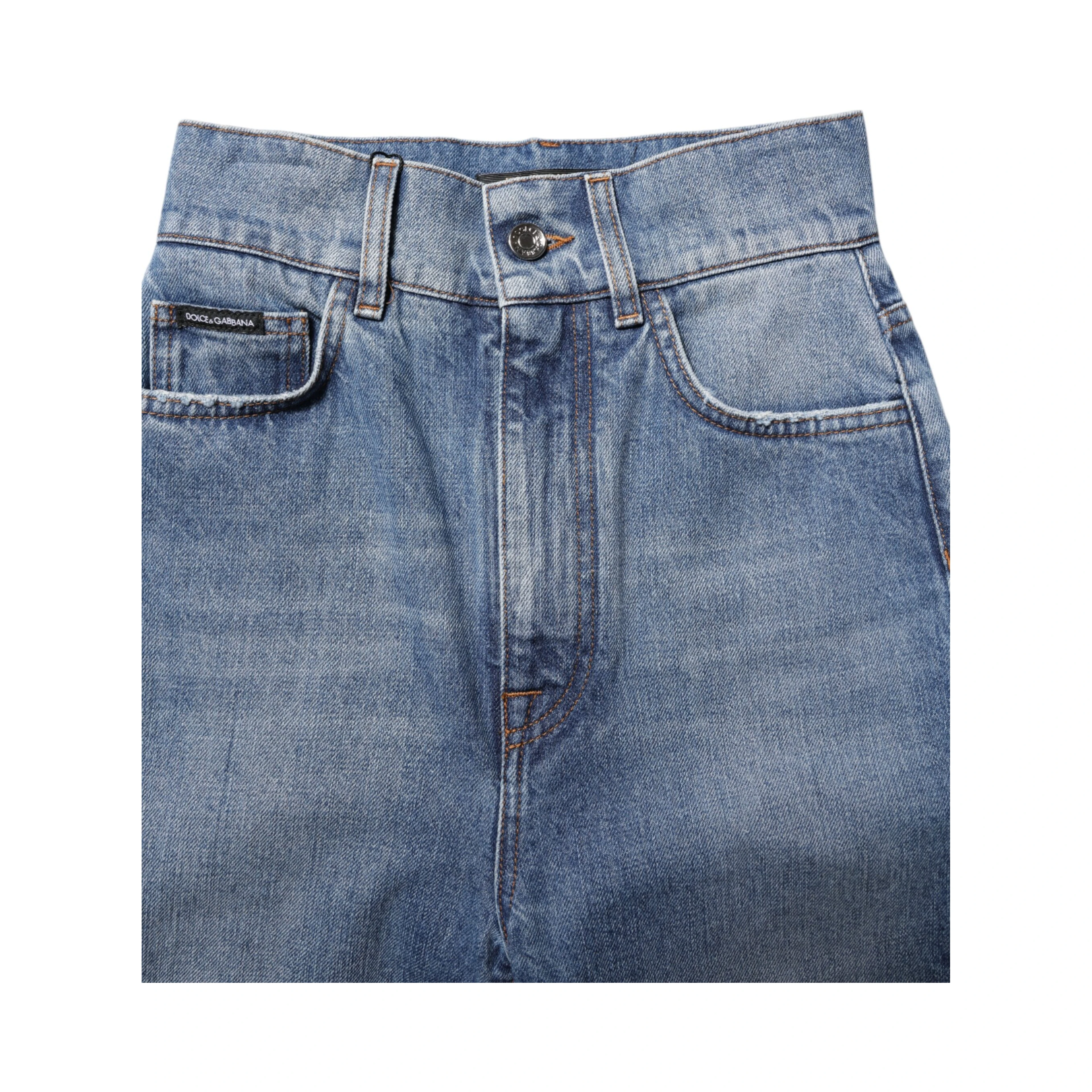 Blue Washed Skinny High Waist Denim Jeans