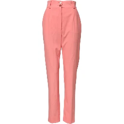 Pink High Waist Tapered Dress Pants