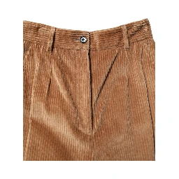 Brown Cotton Corduroy Tapered Pants