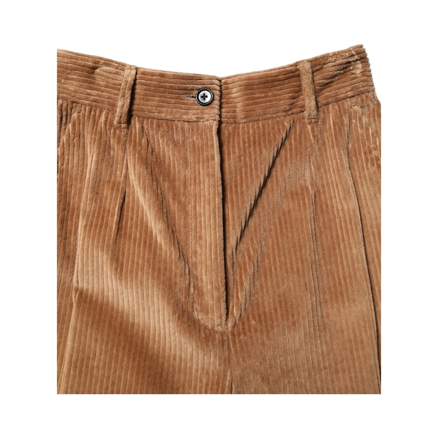 Brown Cotton Corduroy Tapered Pants