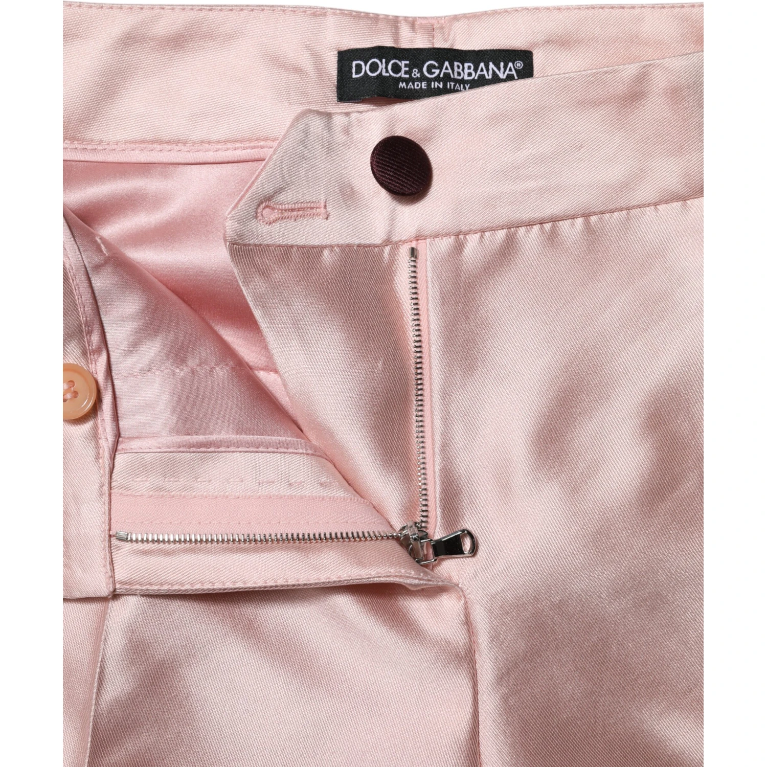 Pink Satin High Waist Tapered Pants