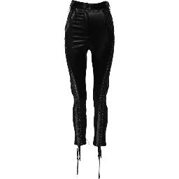 Black Lace Details High Waist Skinny Pants
