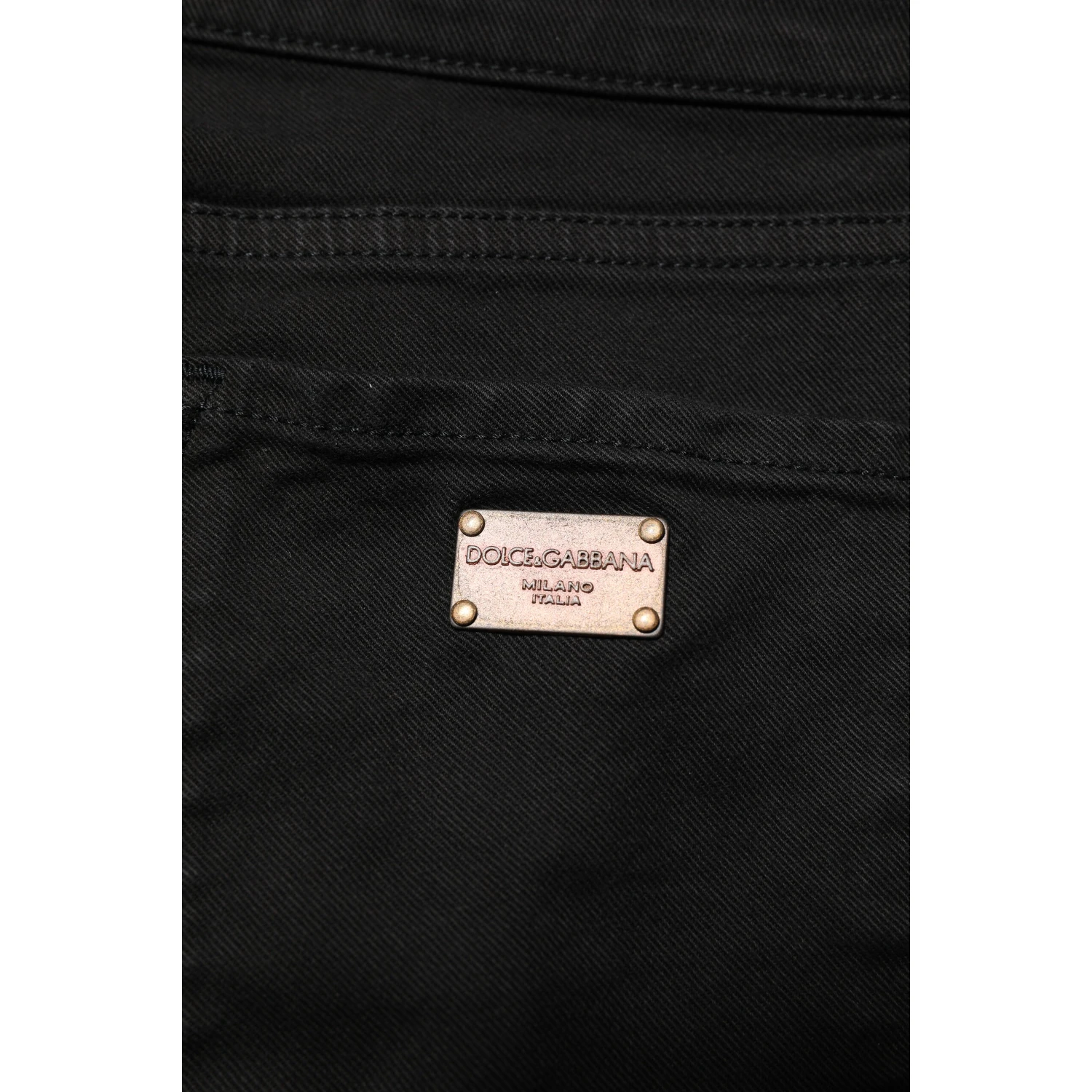 Black Cotton Logo Skinny Mid Waist Denim Jeans