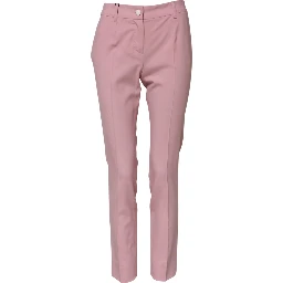 Pink Wool High Waist Tapered Pants