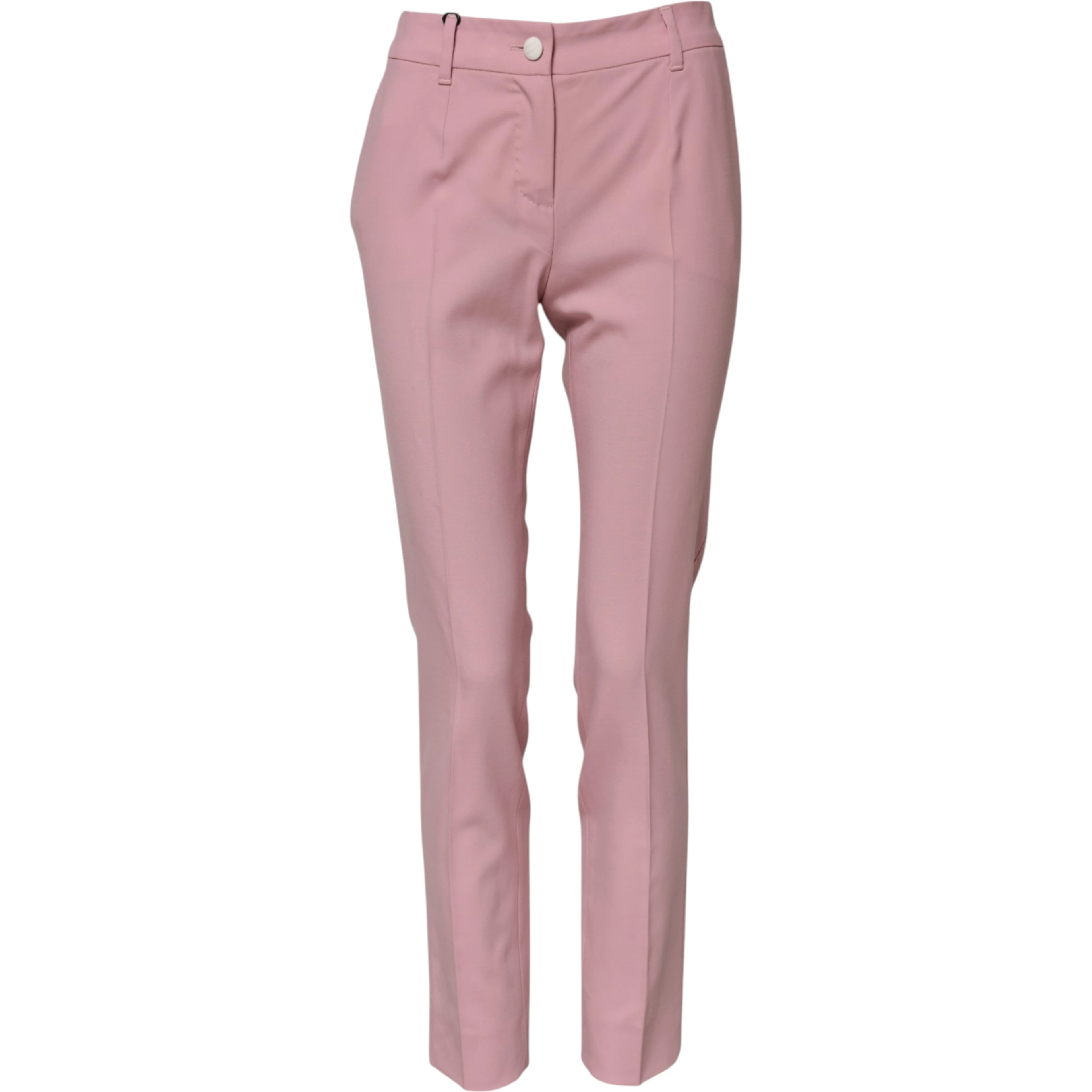 Pink Wool High Waist Tapered Pants
