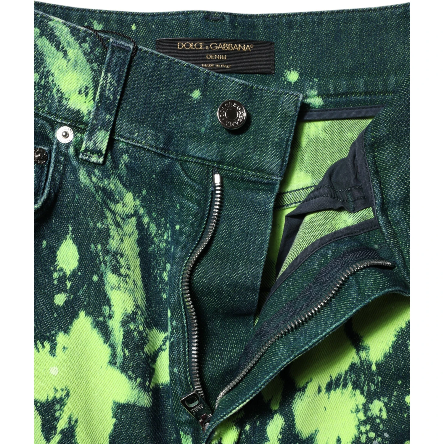 Green Color Splash High Waist Denim Jeans