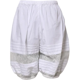 White Lace Paneled Cotton High Waisted Shorts