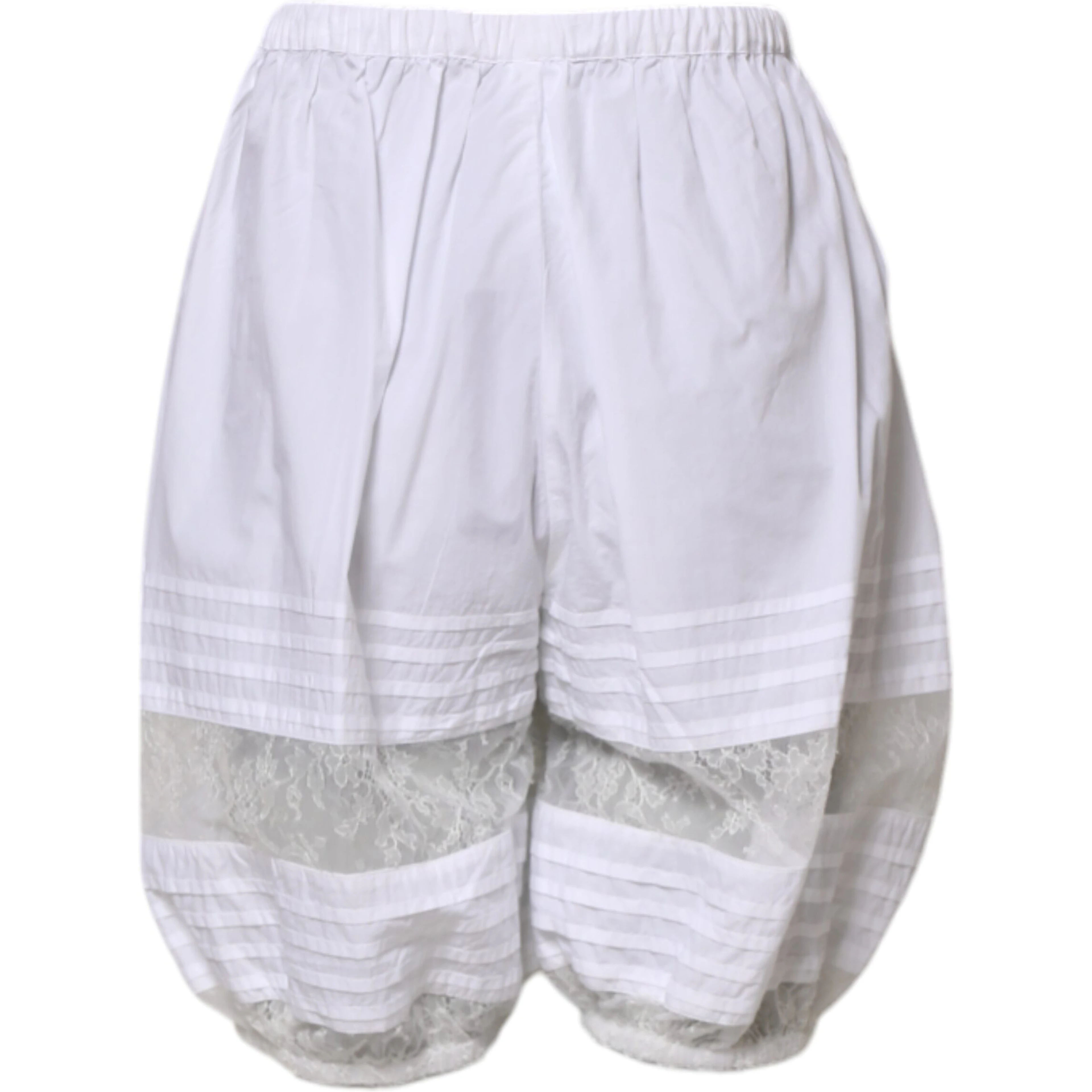 White Lace Paneled Cotton High Waisted Shorts