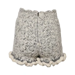 Metallic Bouclé Knit Cashmere Ruffled Shorts