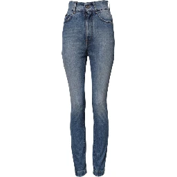 Blue Washed Skinny High Waist Denim Jeans
