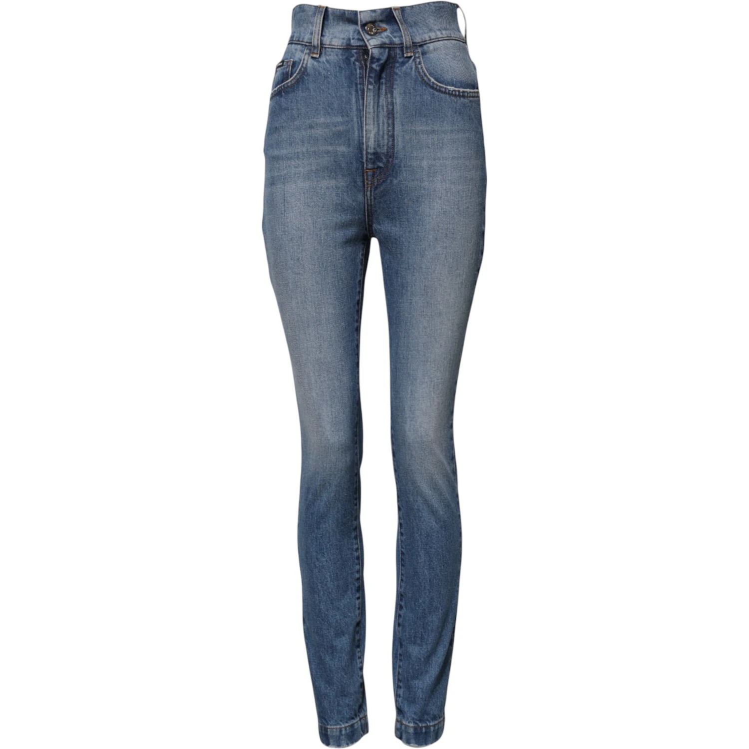 Blue Washed Skinny High Waist Denim Jeans