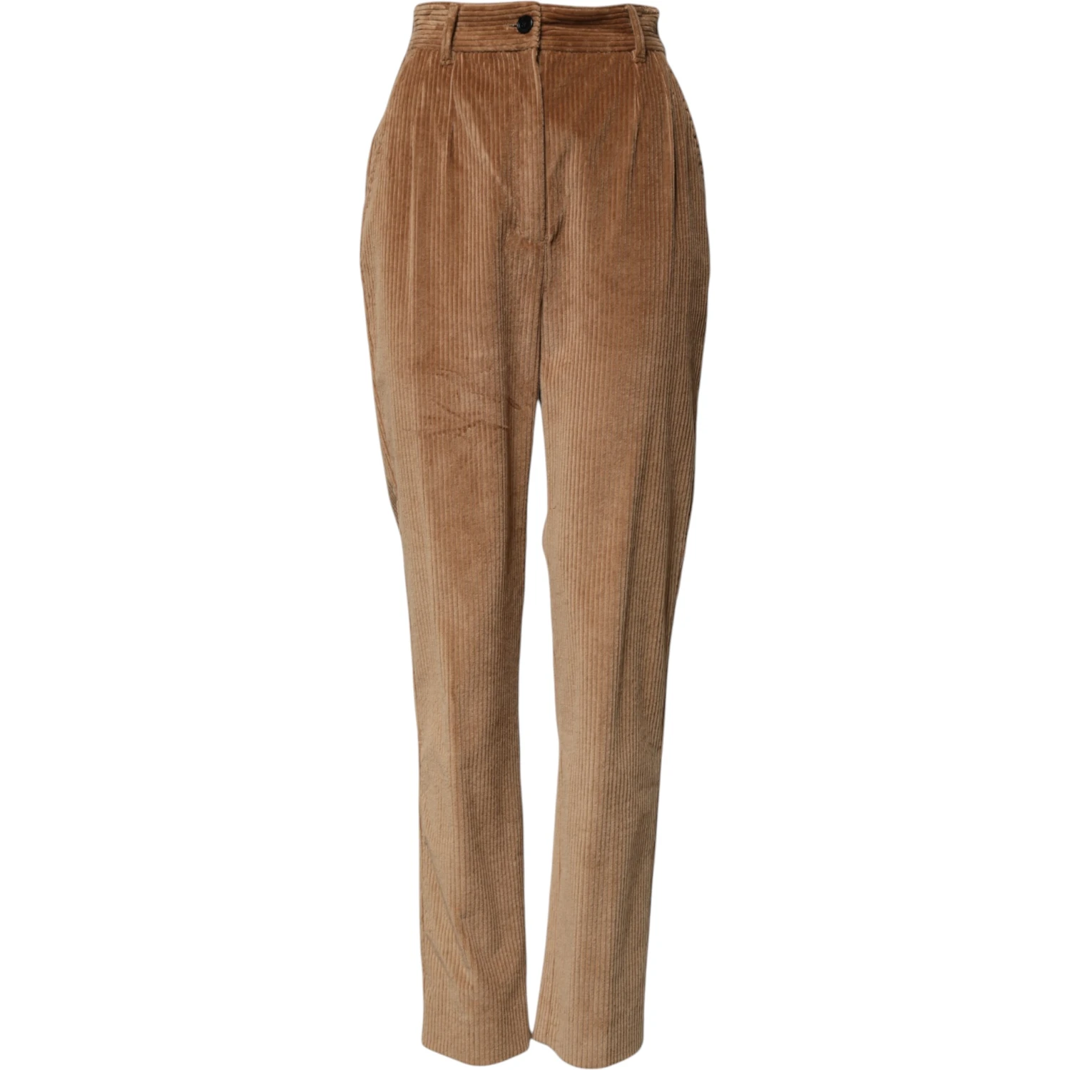 Brown Cotton Corduroy Tapered Pants