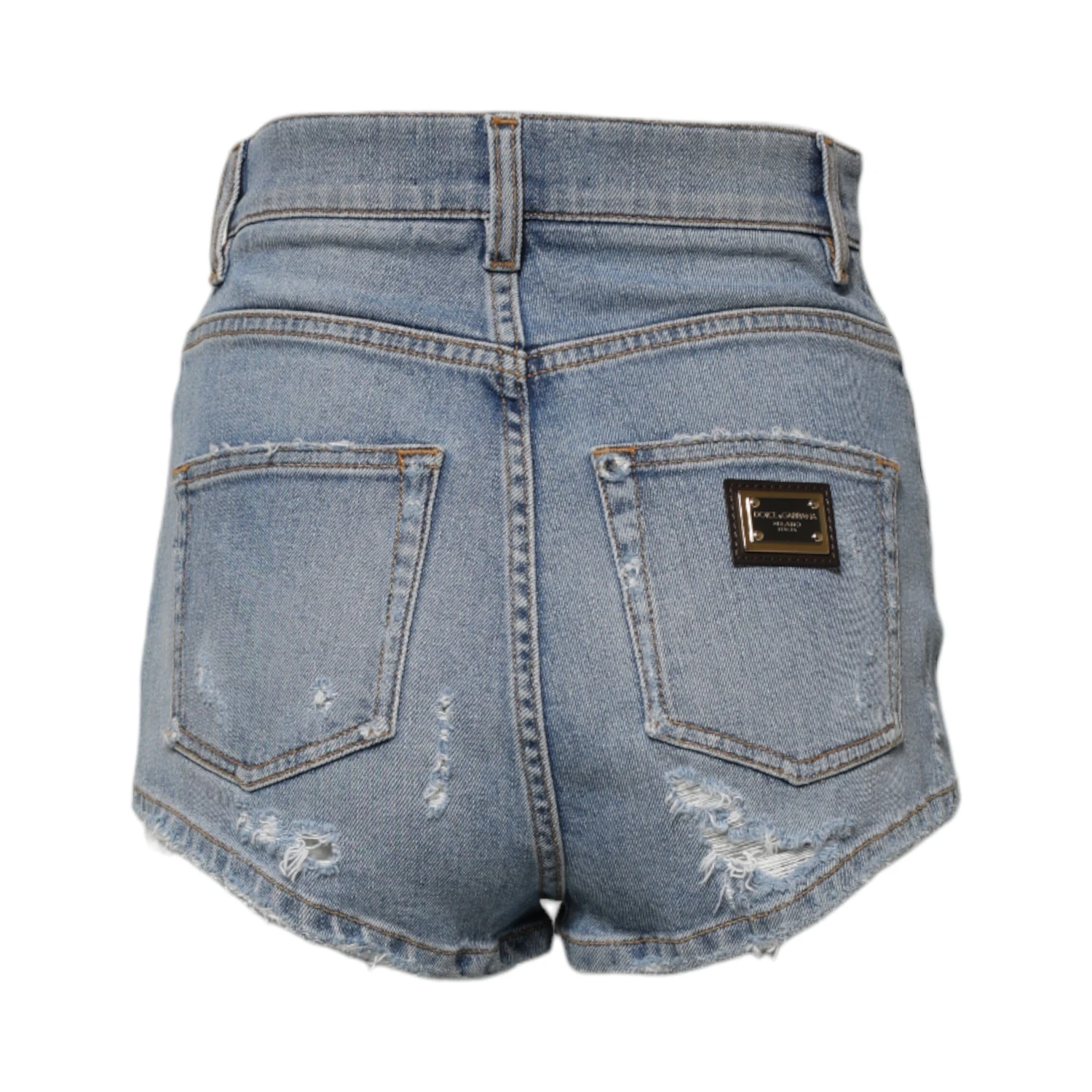 Blue Tattered Denim Cotton Hot Pants Shorts