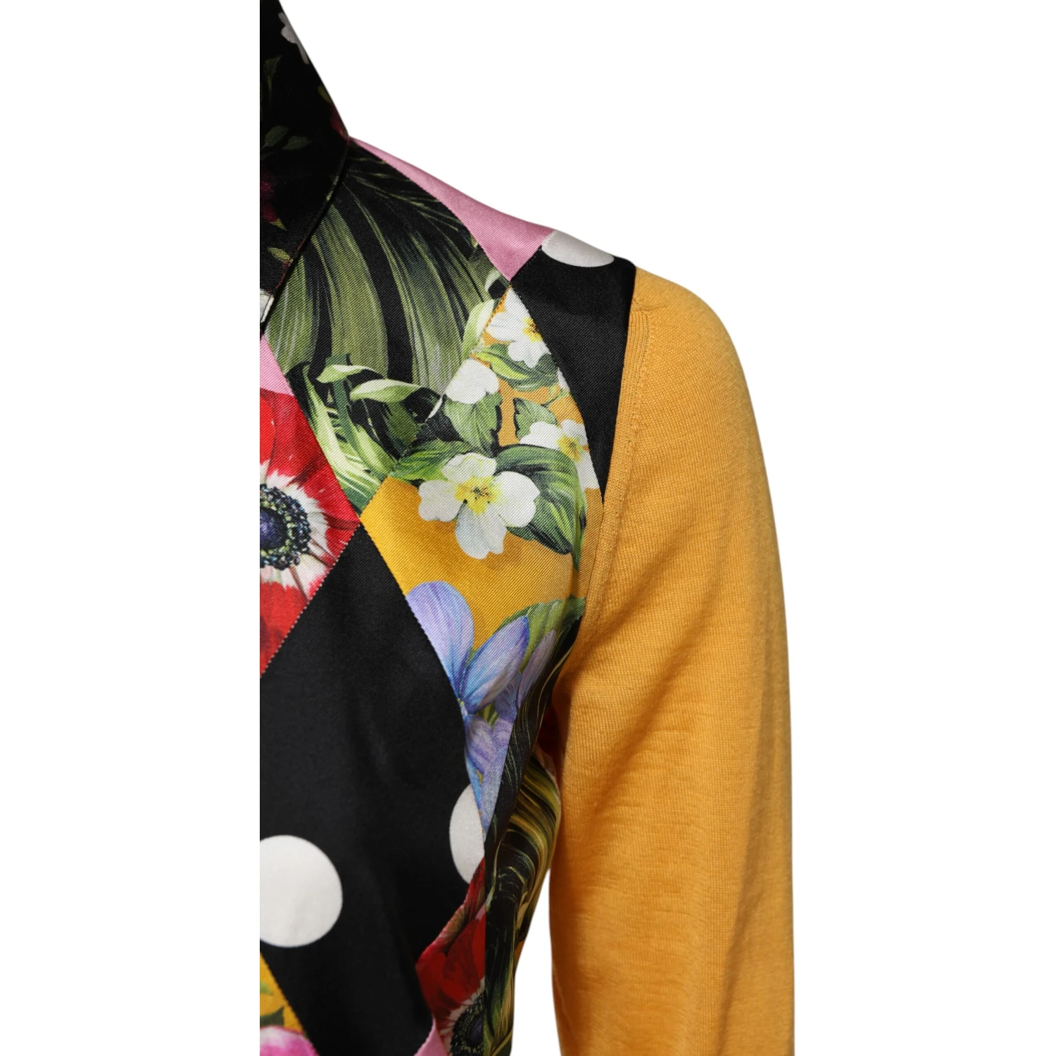 Multicolor Floral Long Sleeves Polo Top