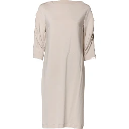 Ivory Viscose Sheath Knee Length Dress