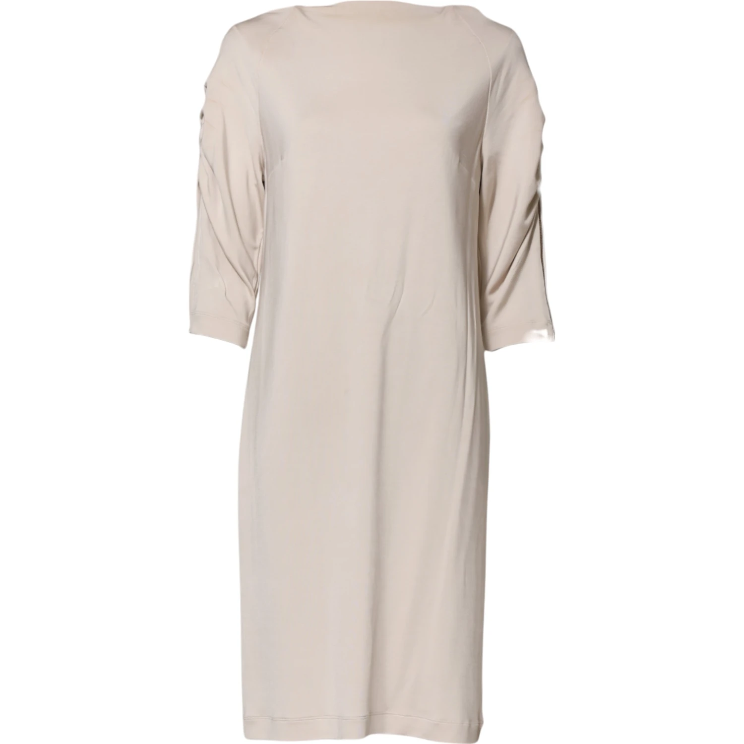 Ivory Viscose Sheath Knee Length Dress