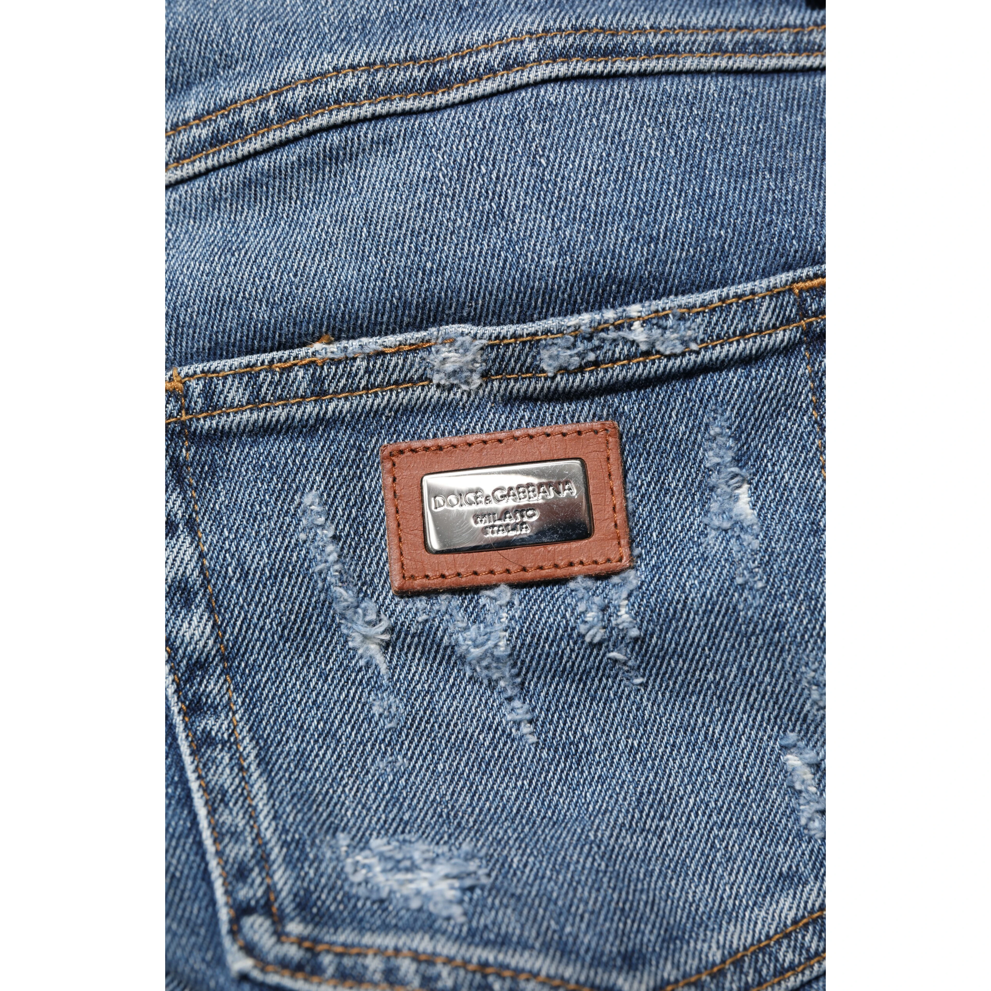 Blue PRETTY Tattered Skinny Denim Jeans