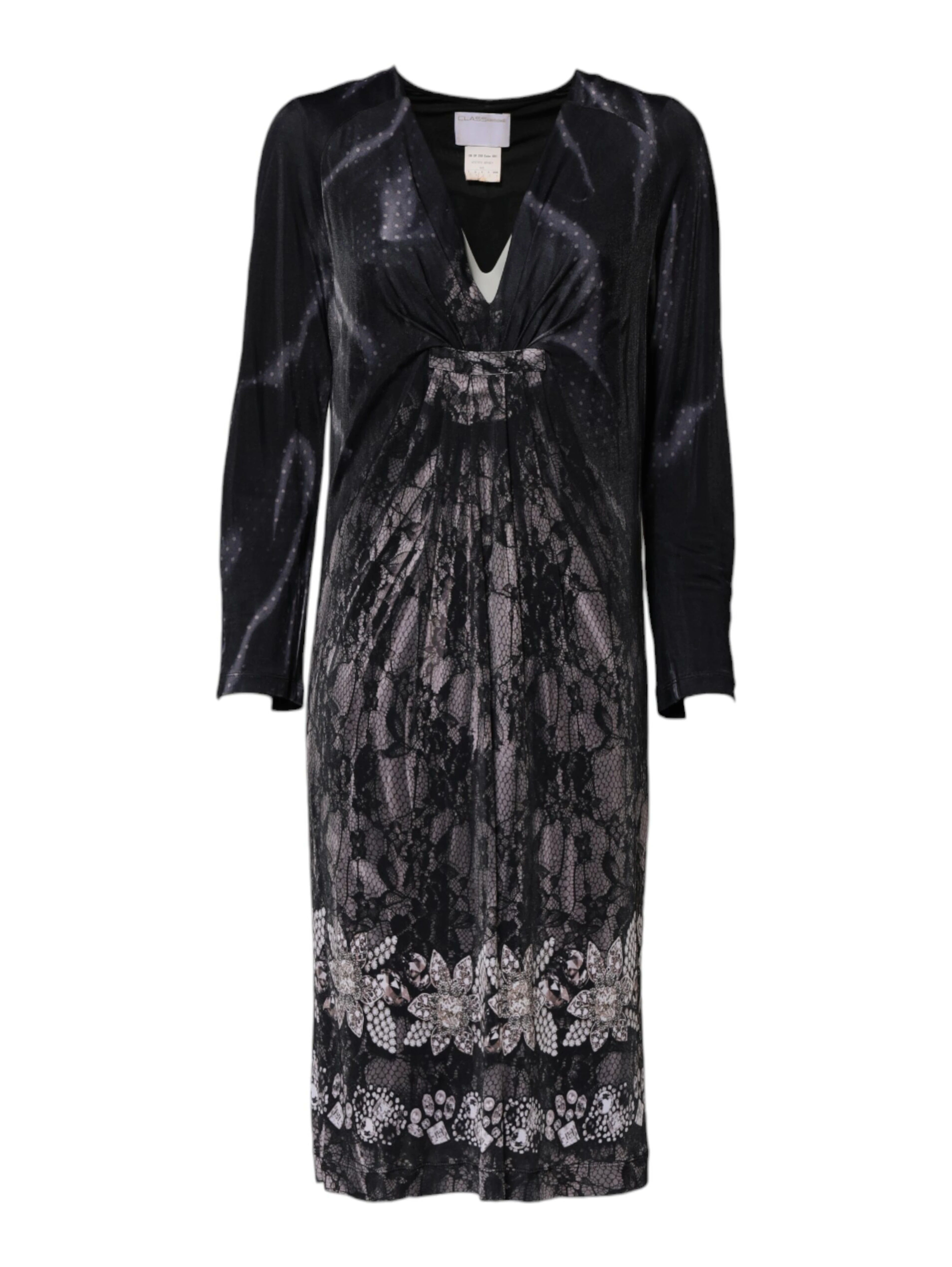 Black Floral Viscose Sheath Midi Dress