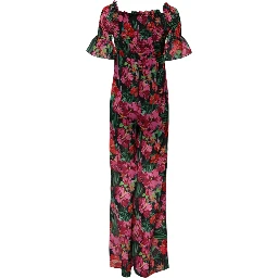 Multicolor Floral Print Overall Jumpsuit Dress