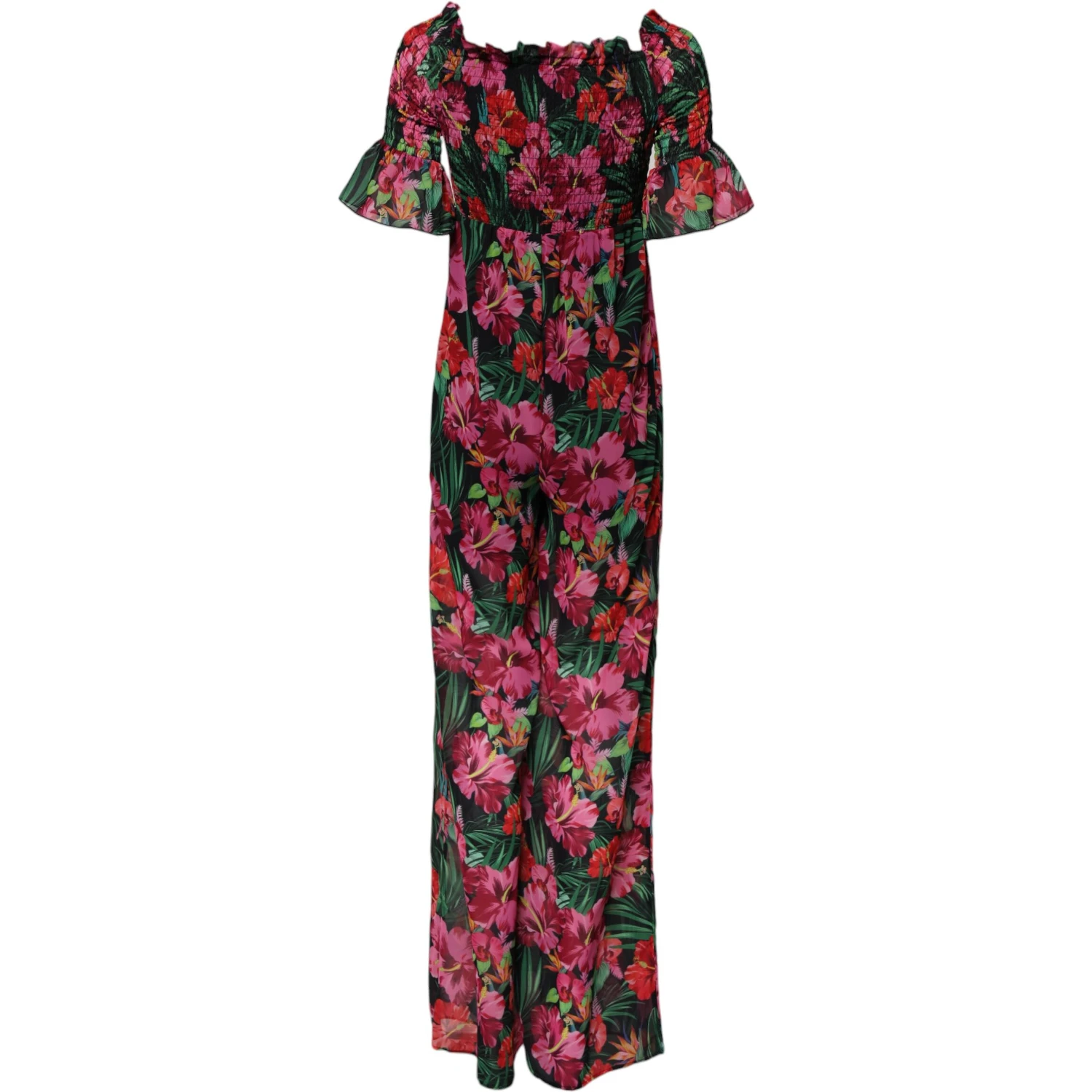 Multicolor Floral Print Overall Jumpsuit Dress