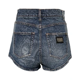 Blue Tattered Denim Cotton Hot Pants Shorts