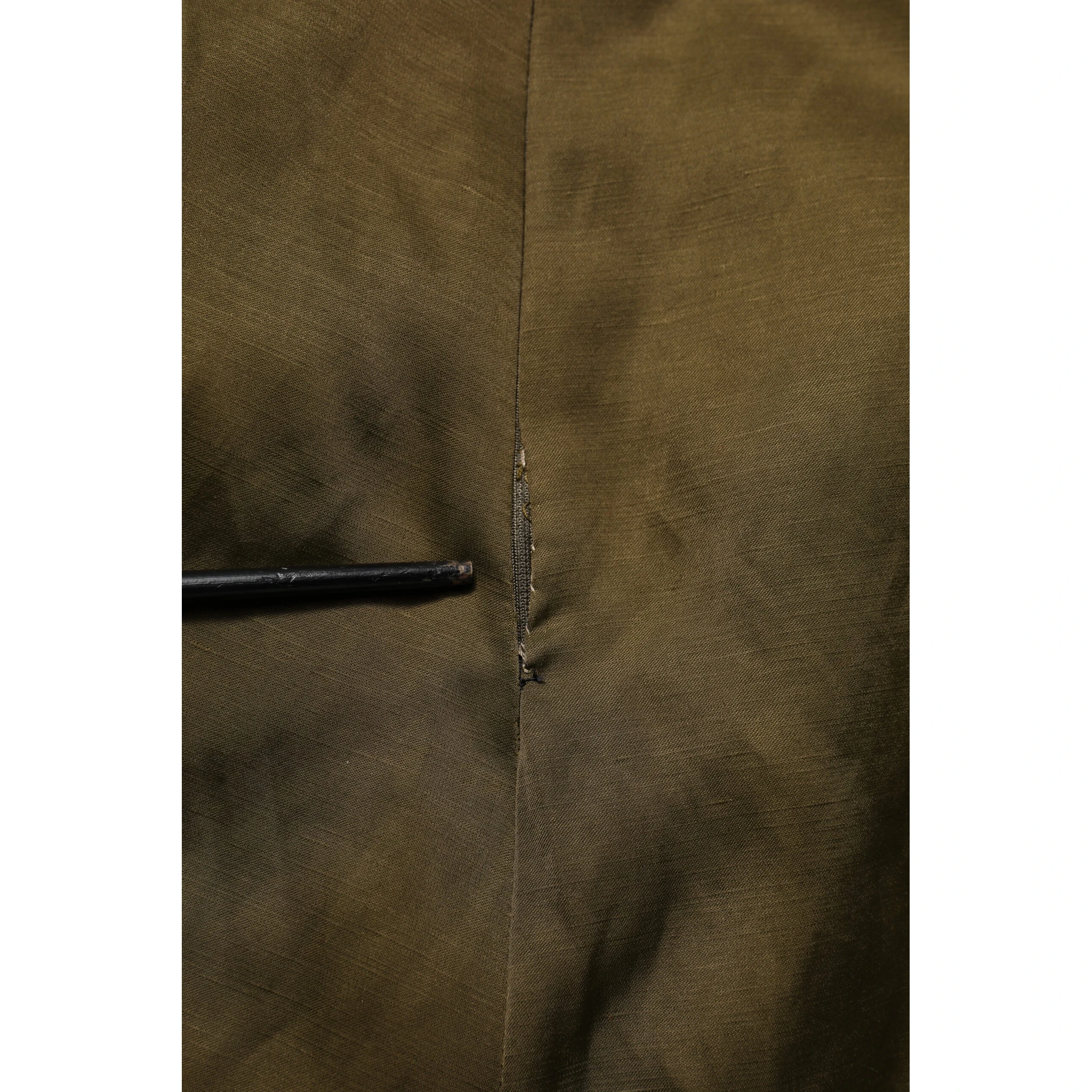 Olive Green Viscose A-line High Waist Midi Skirt