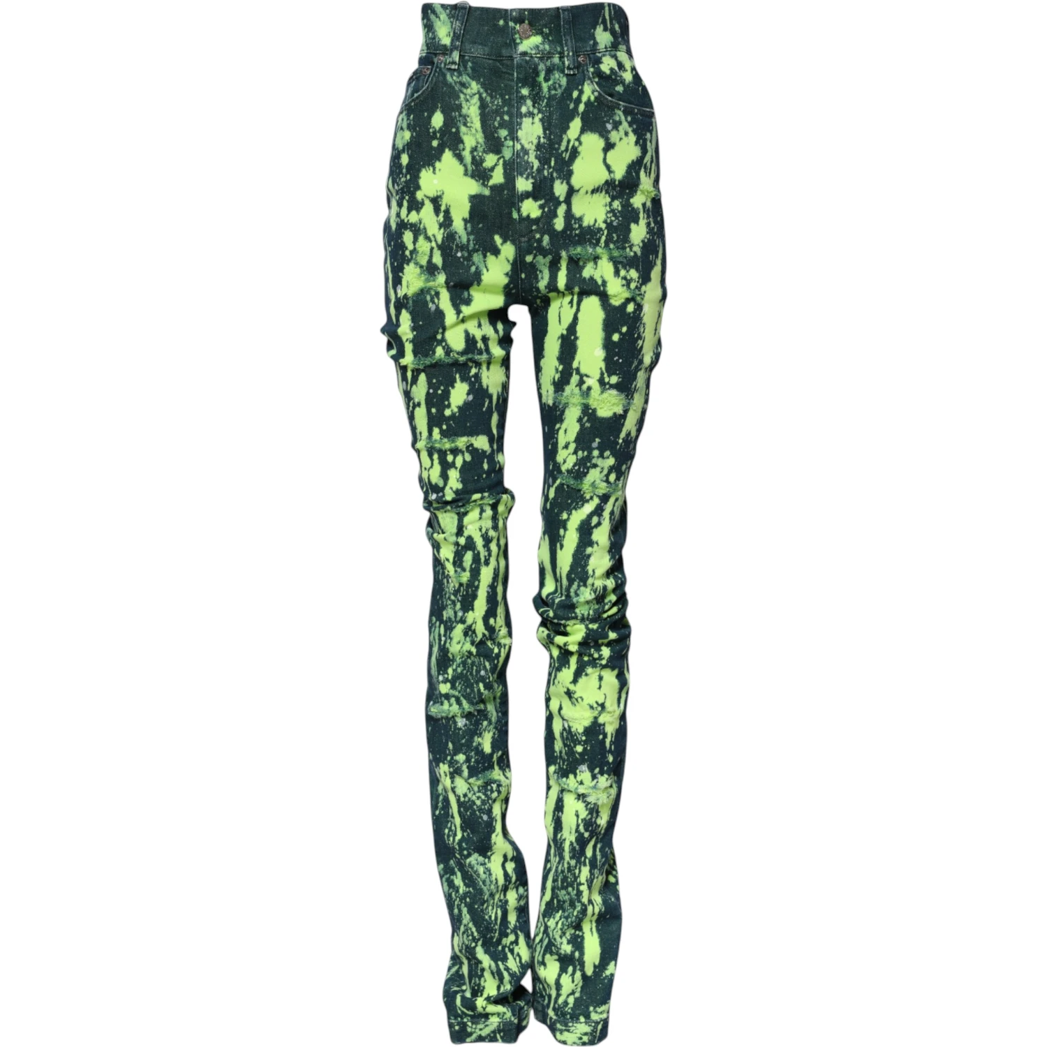 Green Color Splash High Waist Denim Jeans