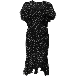 Black White Lace Polka Dot Chiffon Dress