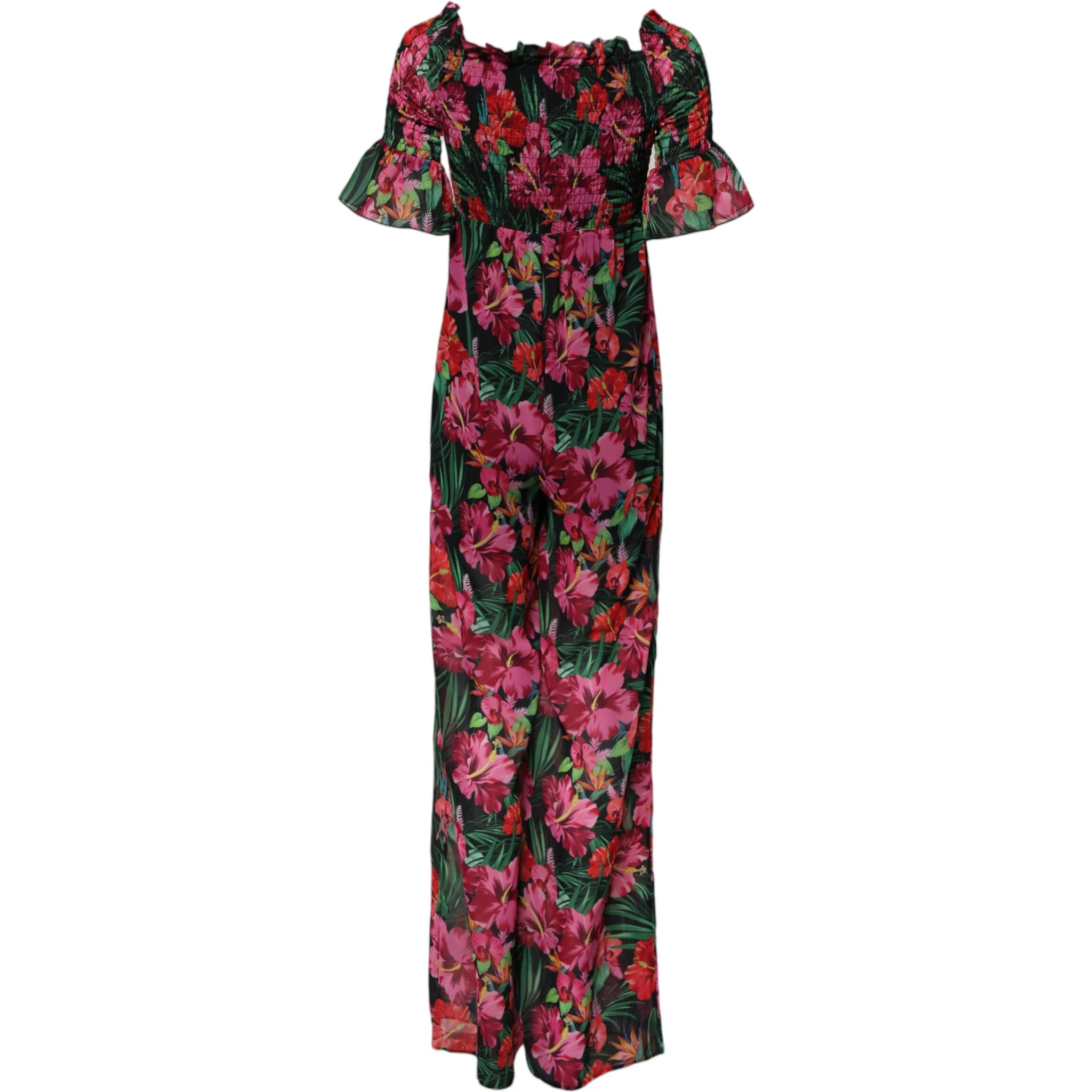 Multicolor Floral Print Overall Jumpsuit Dress