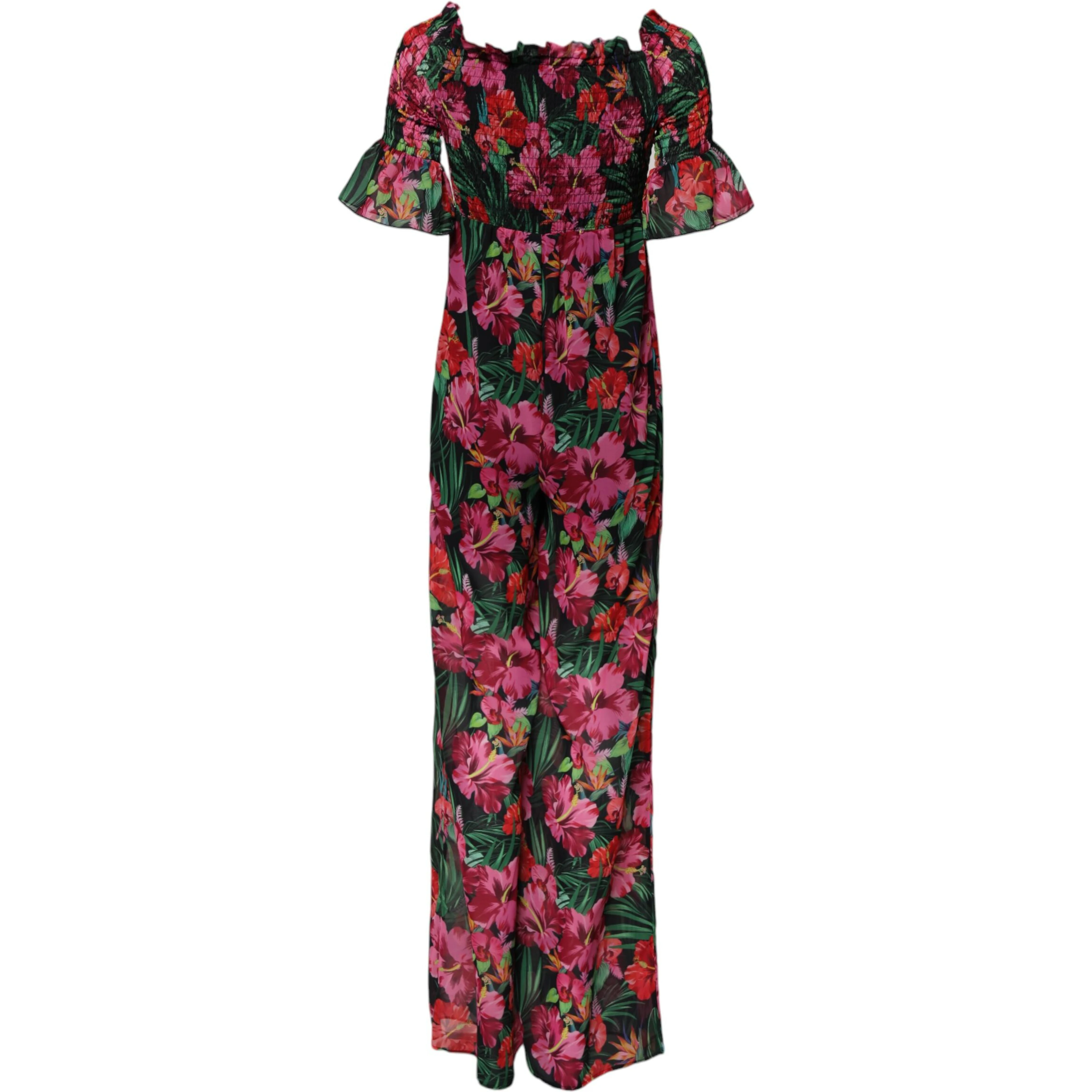 Multicolor Floral Print Overall Jumpsuit Dress